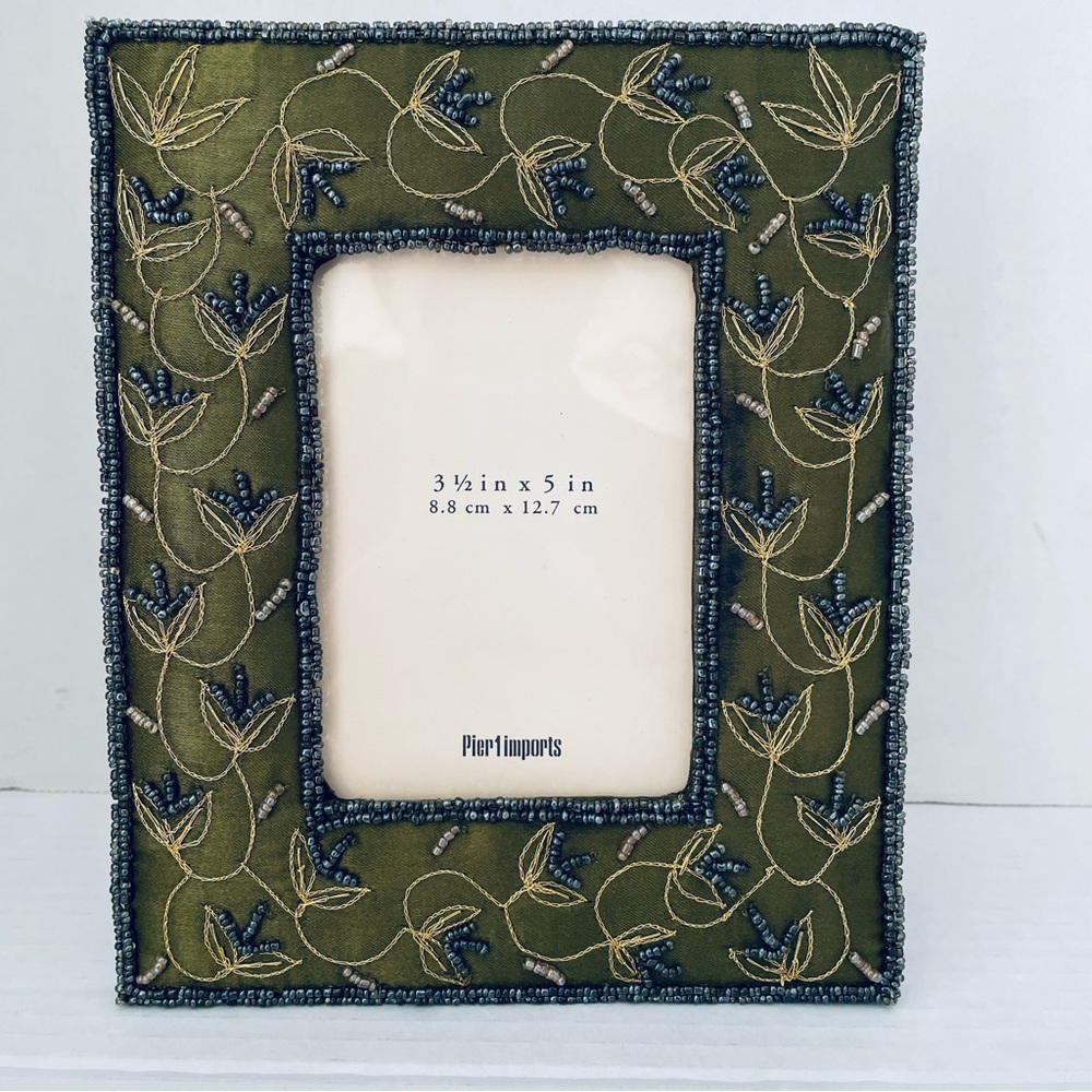 Pier 1 import bead embroidered  frame 3 1/2 X 5